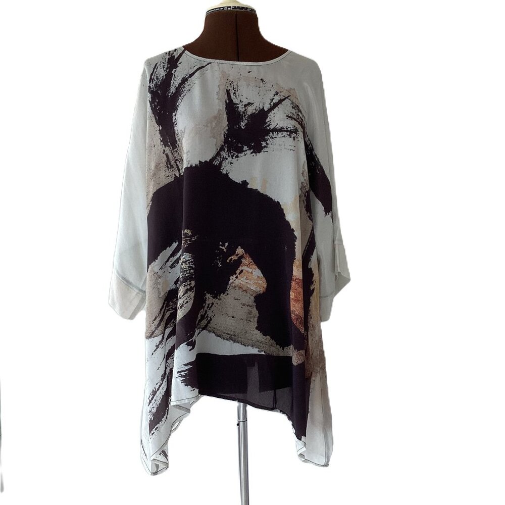Flowy Silk Abstract Print Tunic